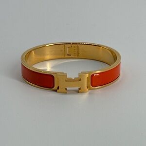Hermès Orange Enamel Clic H Bracelet